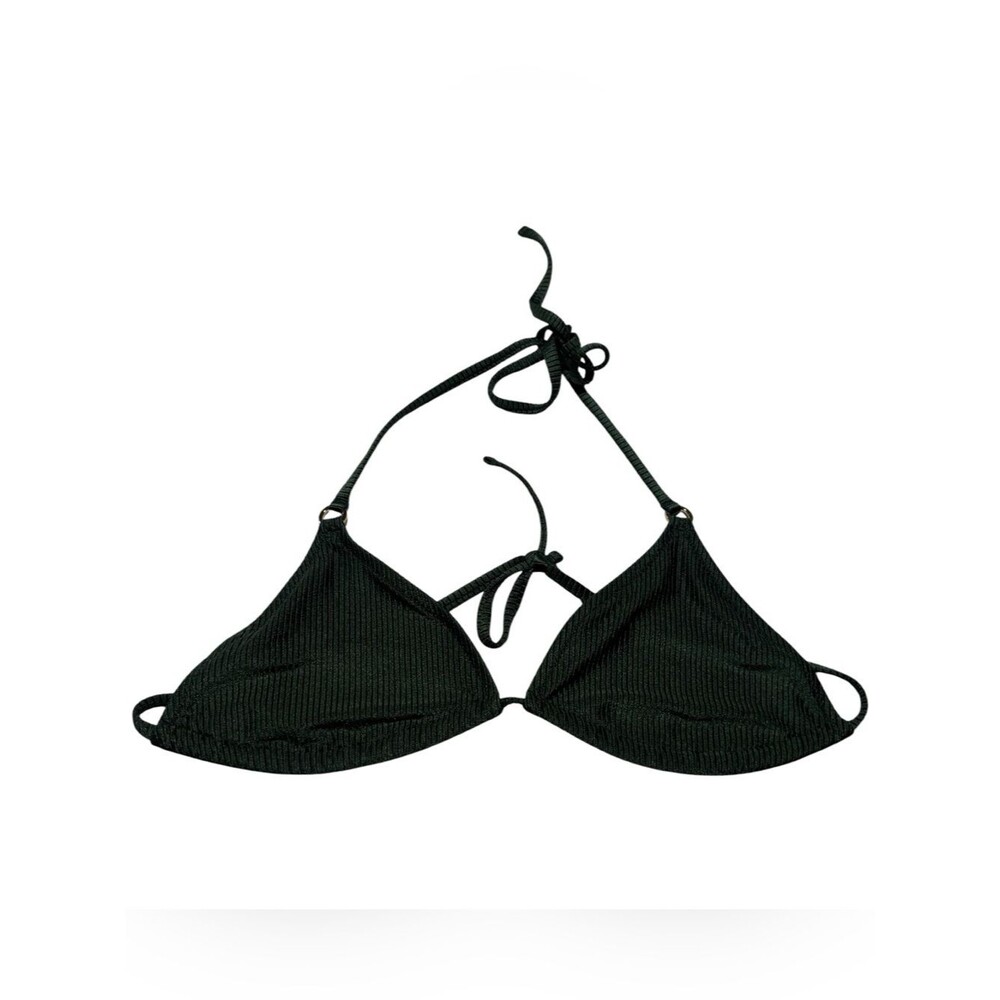 NWOT Aerie Pine Green Crinkle Gauze Textured Triangle Bikini Top